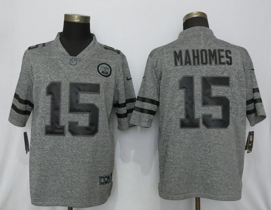 Men Nike Kansas City Chiefs 15 Mahomes Gray 2019 Vapor Untouchable Gridiron Gray Limited jerseys